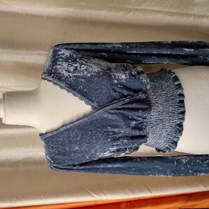 Blue Velvet Wrap Top